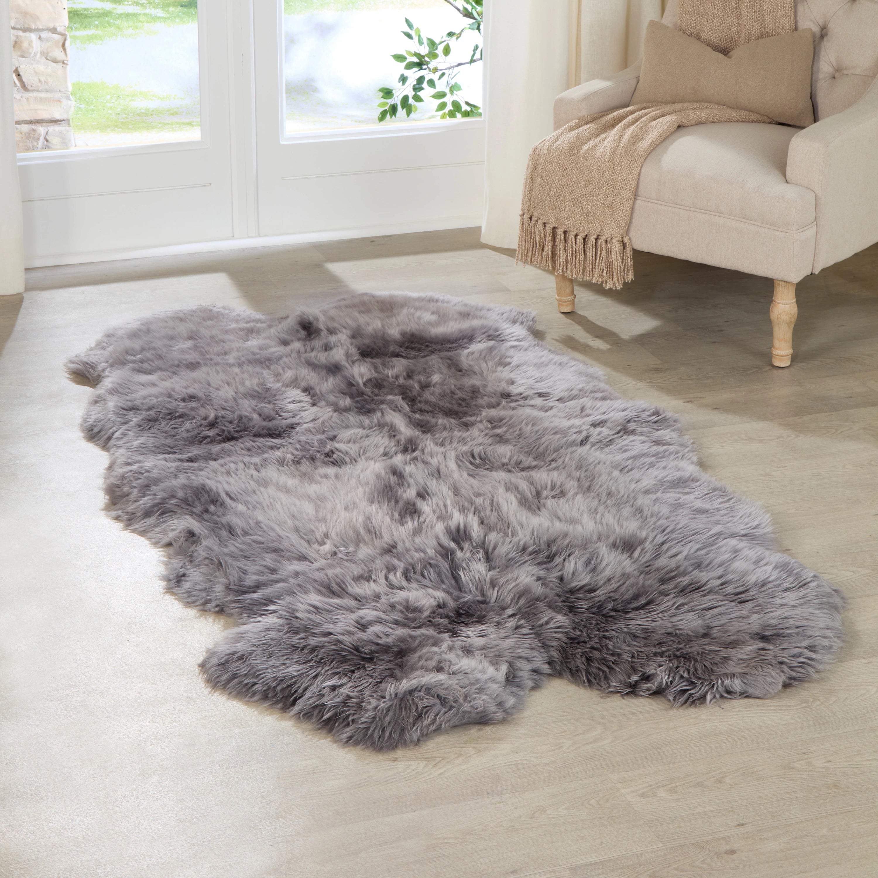 Quad Grey Sheepskin Rug